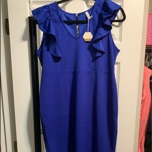 Pinkblush royal blue ruffle maternity dress XL NWT